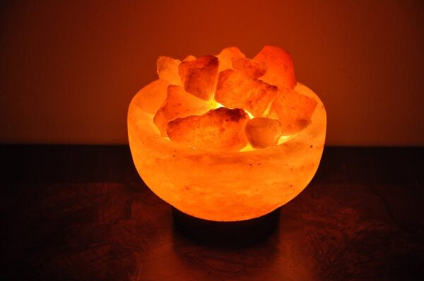 Himalayan Pink Salt Lamp Bowl with Salt Chunks - Image 3